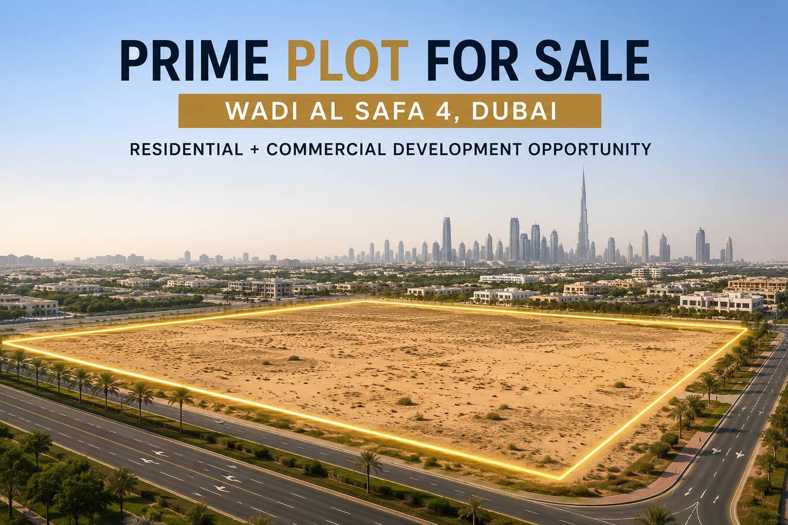 Urgent Sale Mega Mixed-Use Plot in Wadi Al Safa 4 | 2.5M GFA Development Opportunity — قطعة أرض كبيرة للبيع في دبي